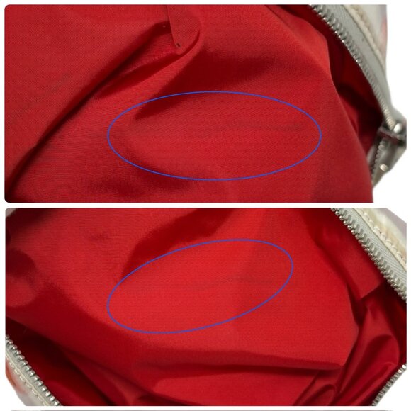 PRADA Vintage Triangle Logo Lip Print Shopping Tote Bag Pouch White Red [106202] - Picture 15 of 16